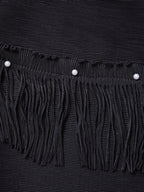 Curveins Plus Size Round Neck Fringe Detail Elegant Loose Pleated Midi Dress