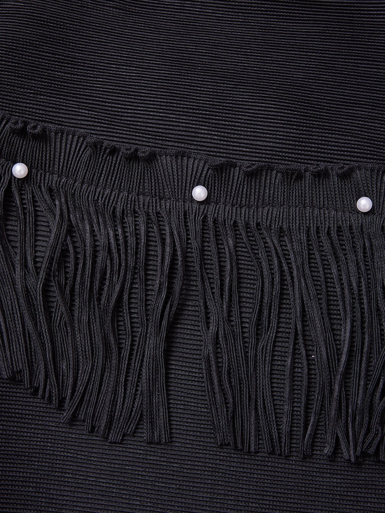 Curveins Plus Size Round Neck Fringe Detail Elegant Loose Pleated Midi Dress