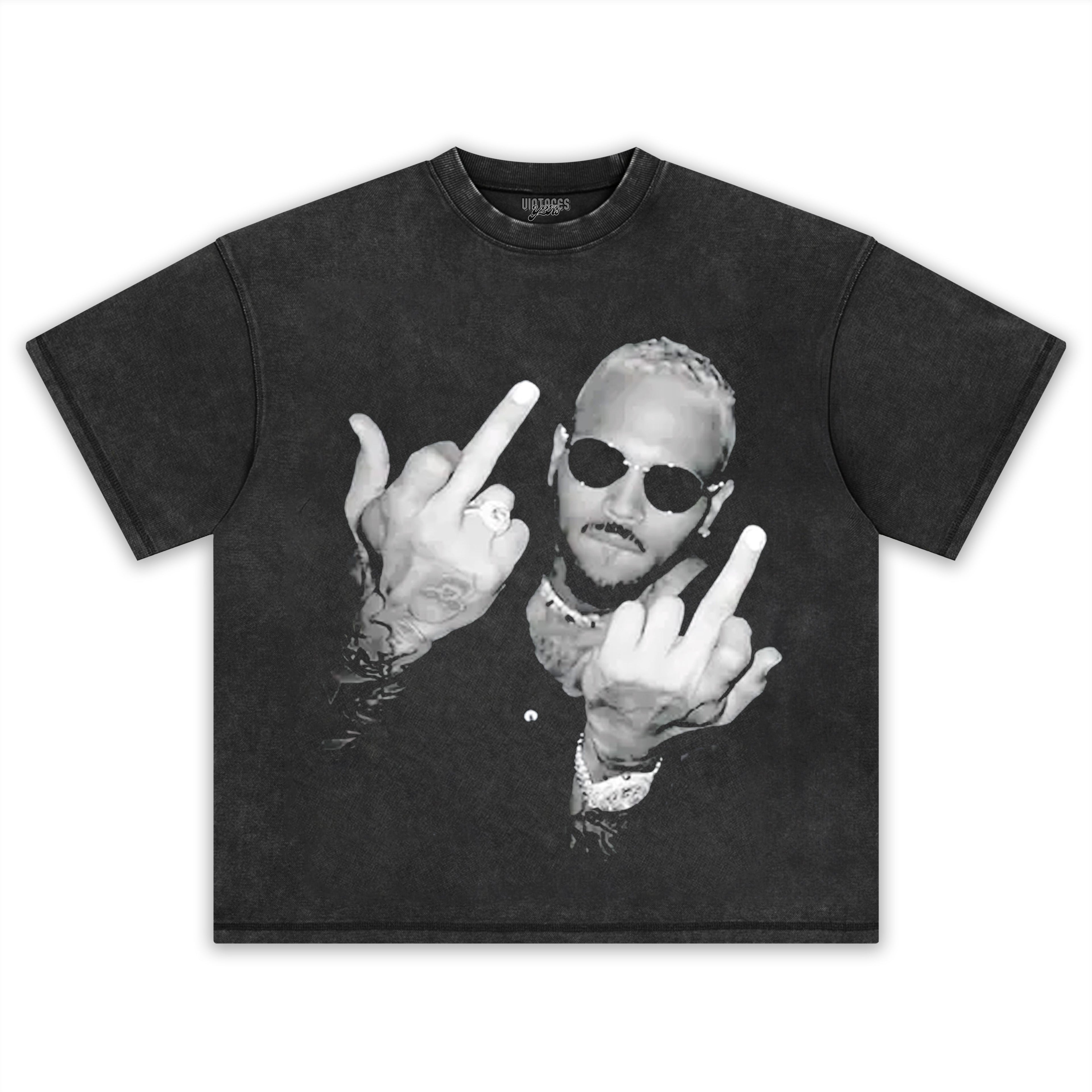CHRIS BROWN VINTAGE MIDDLE FINGER  TEE & LS & HOODIE