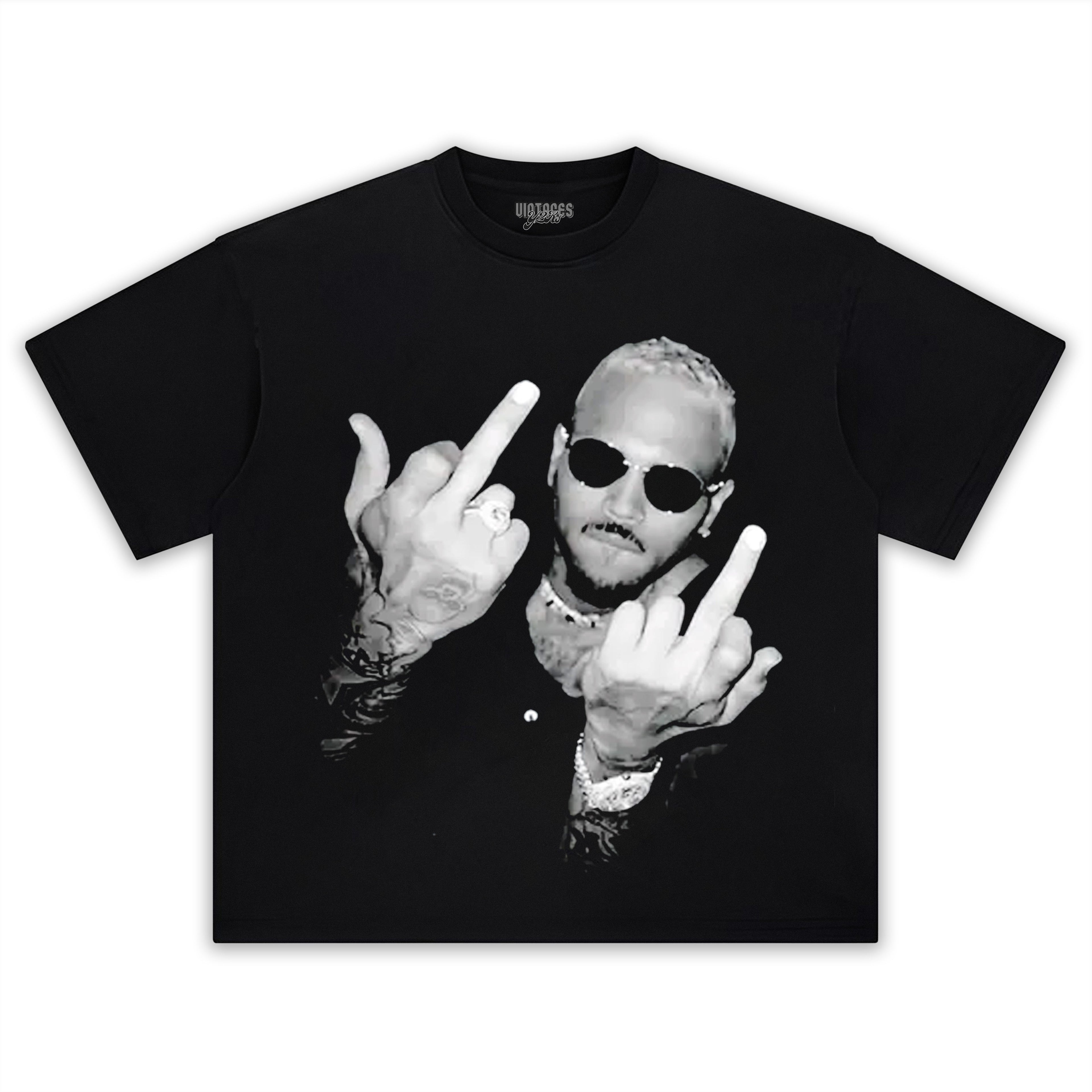 CHRIS BROWN VINTAGE MIDDLE FINGER  TEE & LS & HOODIE