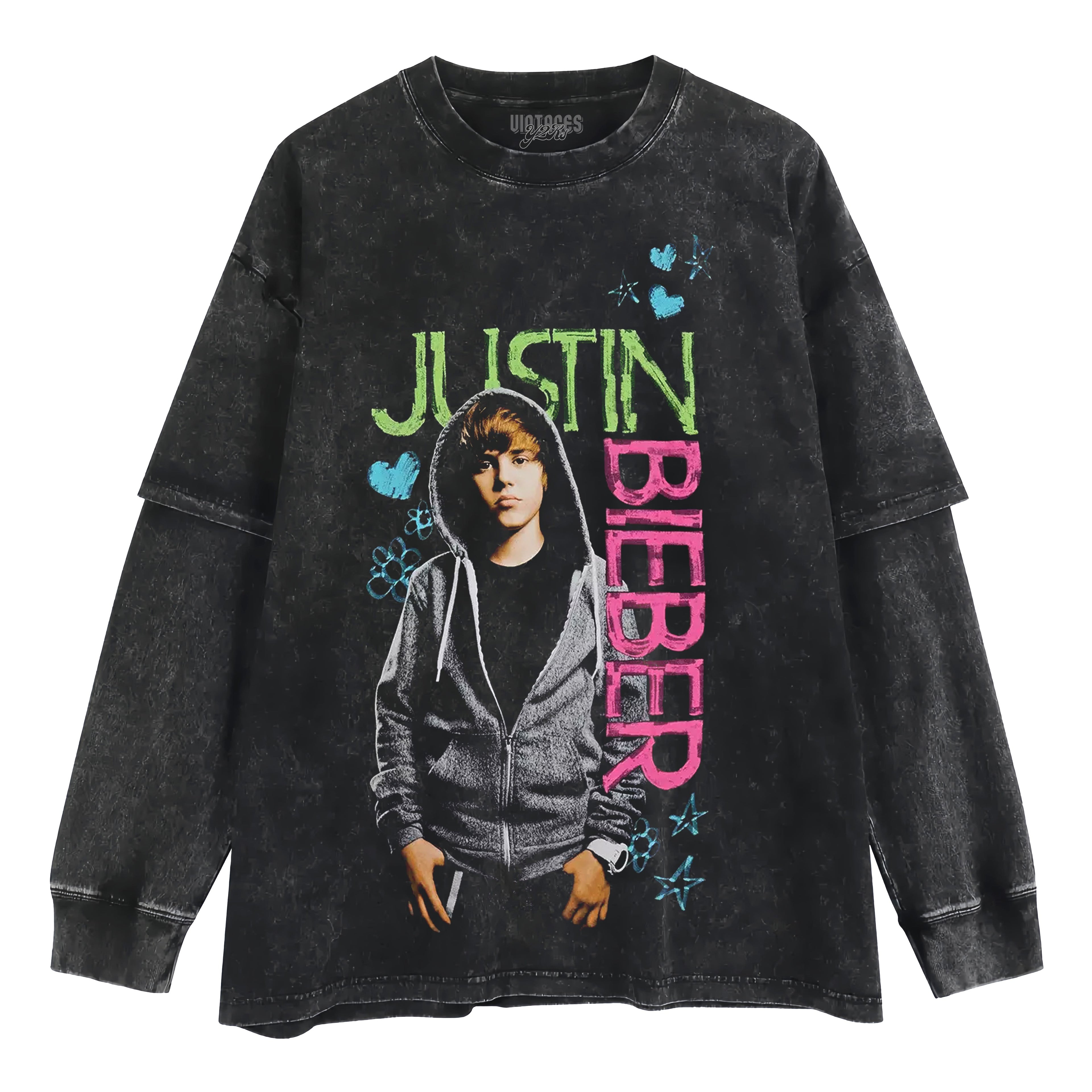 JUSTIN BIEBER HEARTS & STARS PORTRAIT TANK TOP & TEE & LONG SLEEVE & LAYERED LS & HOODIE