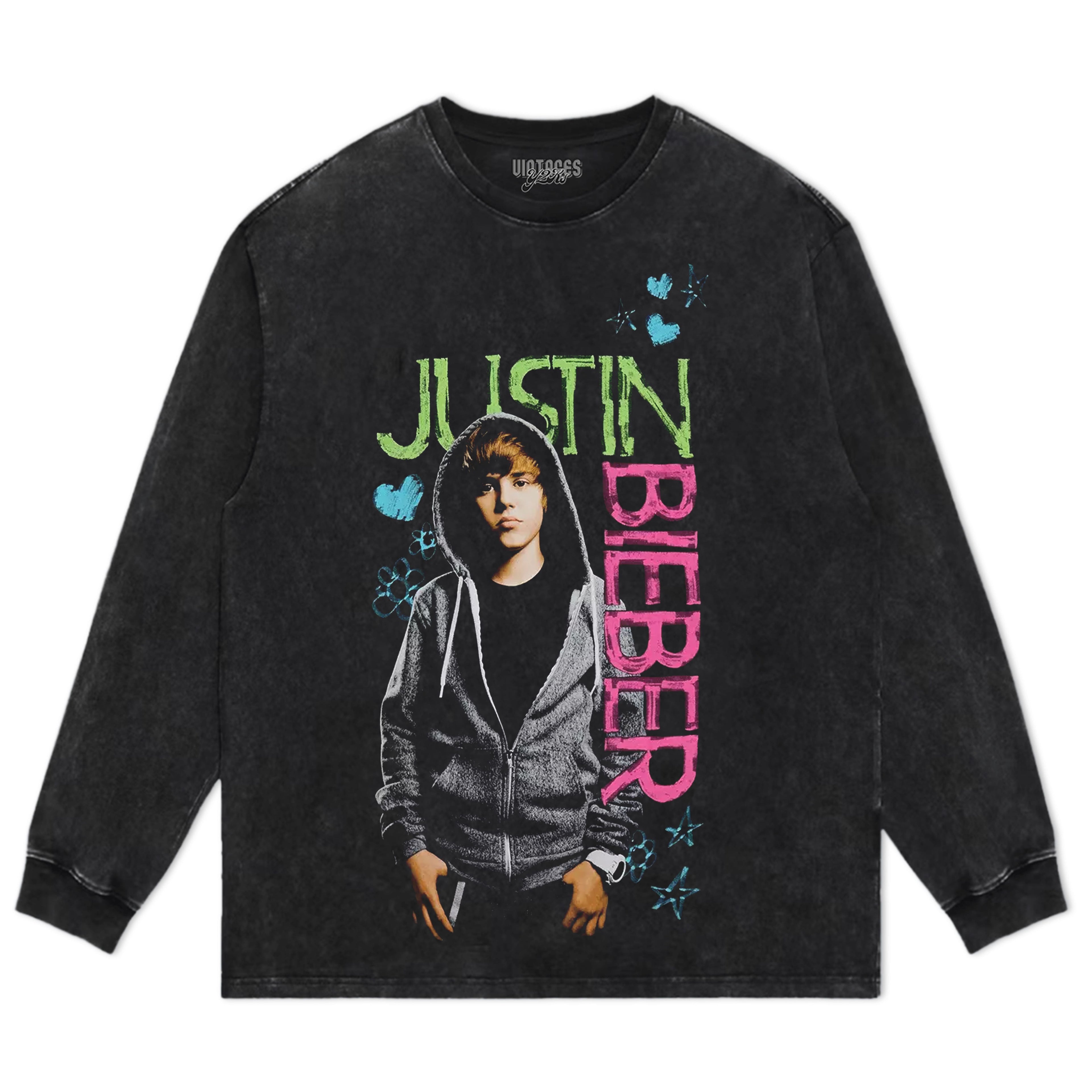 JUSTIN BIEBER HEARTS & STARS PORTRAIT TANK TOP & TEE & LONG SLEEVE & LAYERED LS & HOODIE