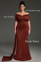 Curveins Plus Size Off-Shoulder One Side Tie Bodycon Maxi Dress