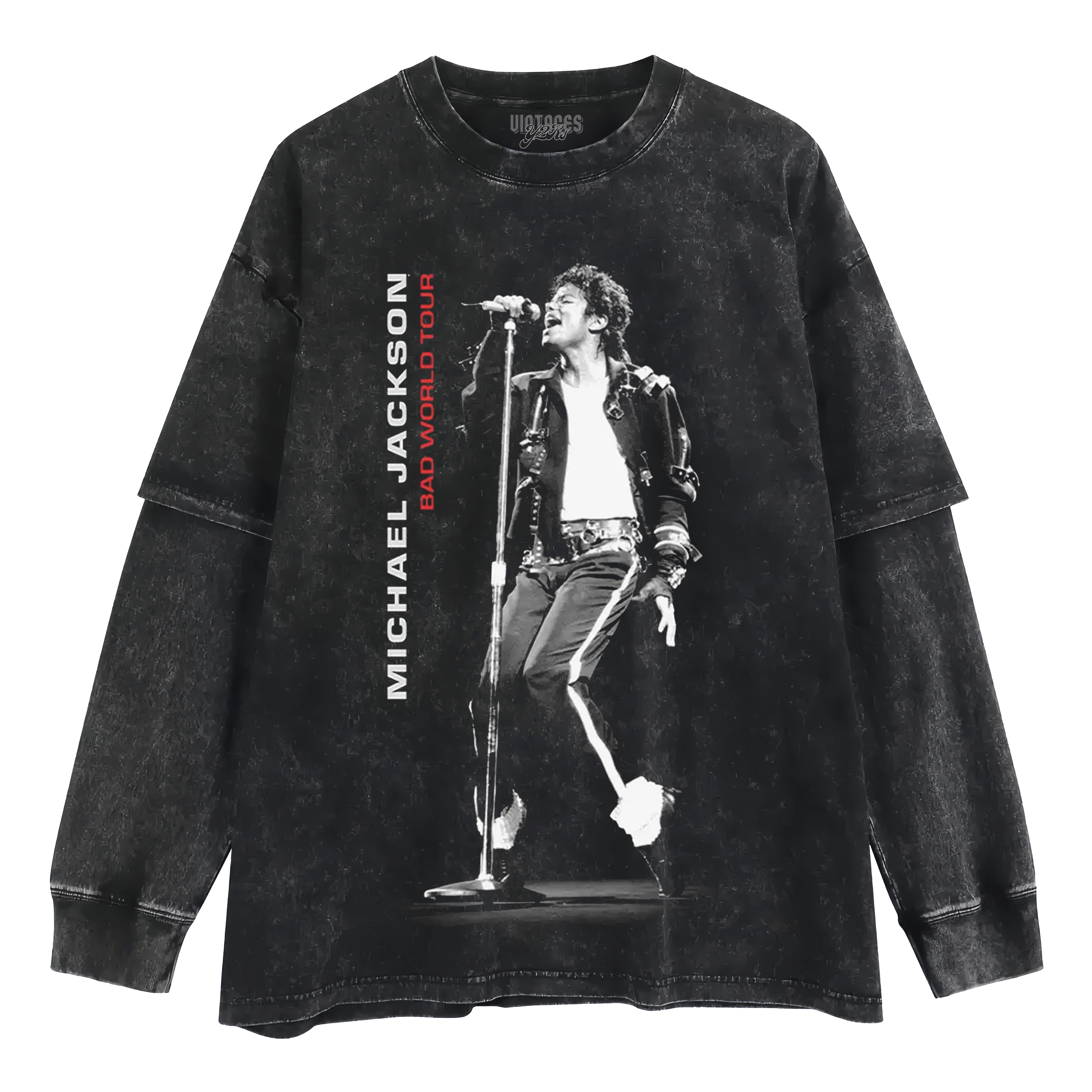 MICHAEL JACKSON BAD WORLD TOUR TANK TOP & TEE & LONG SLEEVE & LAYERED LS & HOODIE