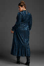 Curveins Plus Size Vintage Floral Velvet Maxi Dress