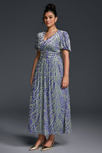 Curveins Plus Size V-Neck Velvet Plain Maxi Dress
