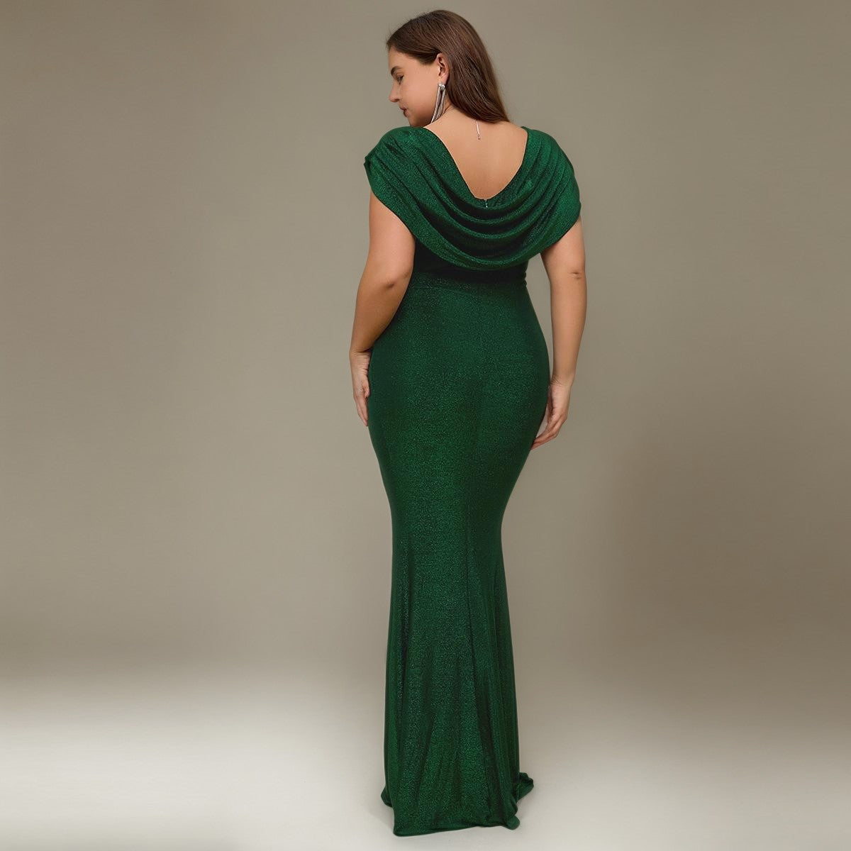 Curveins Plus Size Sleeveless Round Neck Side Slit Fishtail Maxi Dress