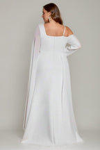 Curveins Plus Size Long Sleeve Ruched Waist Elegant Flowing Maxi Dress