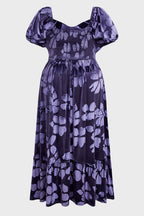 Curveins Plus Size V-Neck Short Sleeves Floral Print Maxi Dress