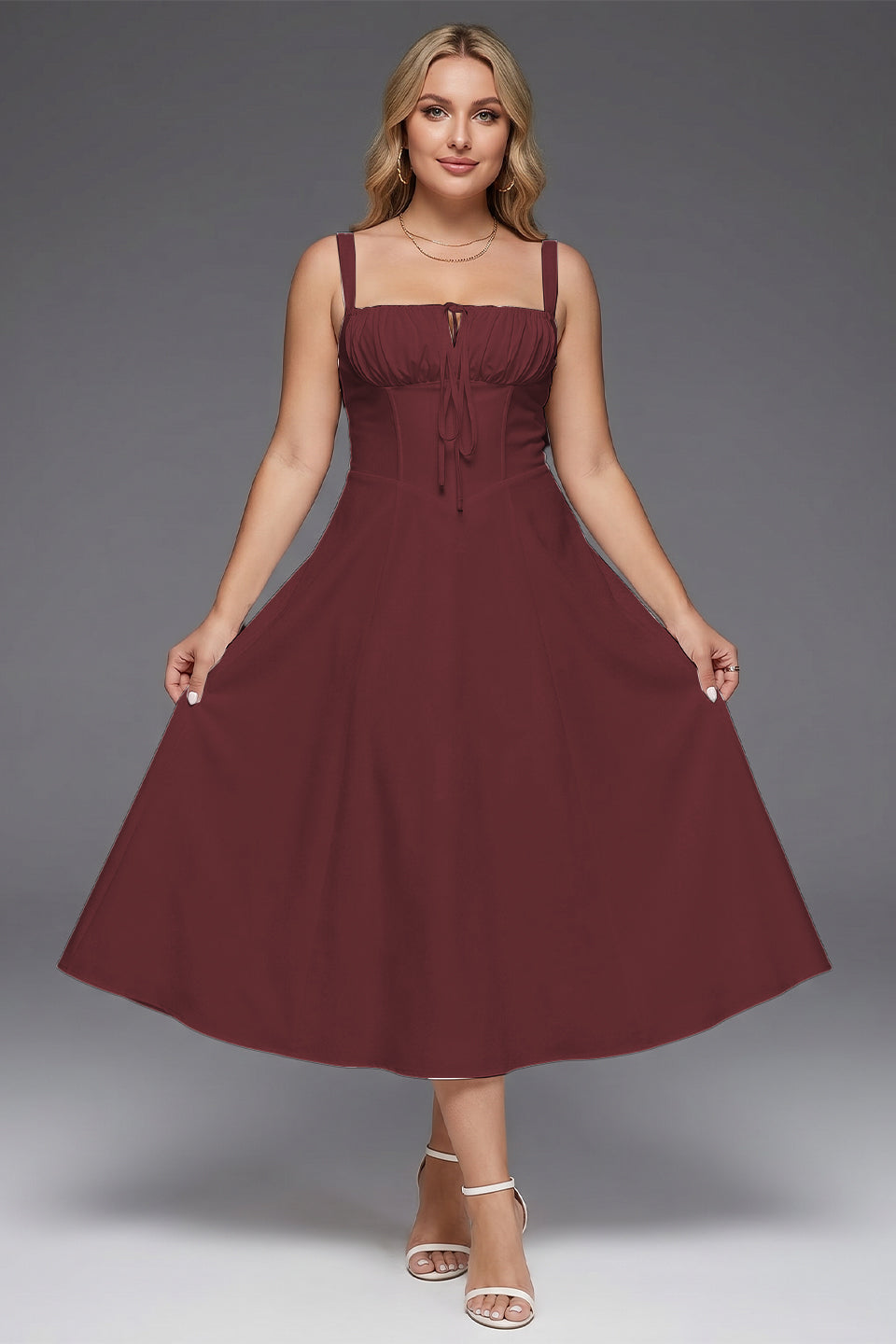Curveins Plus Size Strap Corset Midi Dress