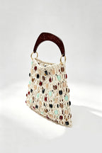 Curveinse Handmade Beaded Woven Hollow Tote Bag