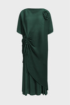 Curveins Plus Size Round Neck Short Sleeve Robe and Wide-Leg Pants Set