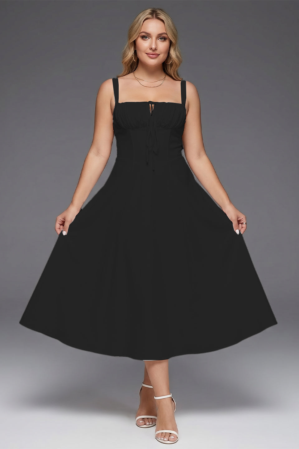 Curveins Plus Size Strap Corset Midi Dress
