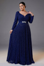 Curveins Plus Size V Neck Short Sleeve Ruched Waist Flowy Elegant Maxi Dress