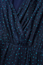 Curveins Plus Size V-Neck Batwing Sleeve Printed Maxi Dress with Ruched Detail