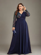 Curveins Plus Size V-Neck Sequin Bodycon Maxi Dress