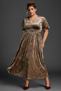 Curveins Plus Size Velvet Plain Maxi Dress