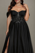 Curveins Plus Size Off-Shoulder Strapless Sleeveless Cinched-Waist Maxi Dress