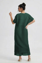 Curveins Plus Size Round Neck Short Sleeve Robe and Wide-Leg Pants Set