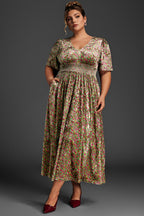Curveins Plus Size Mauve Velvet Floral Maxi Dress